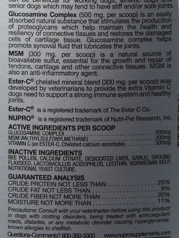 Nupro Joint Support for Dogs, Flavorless Ground Supplement, 20 lbs - Enhances Immunity & Joint Health