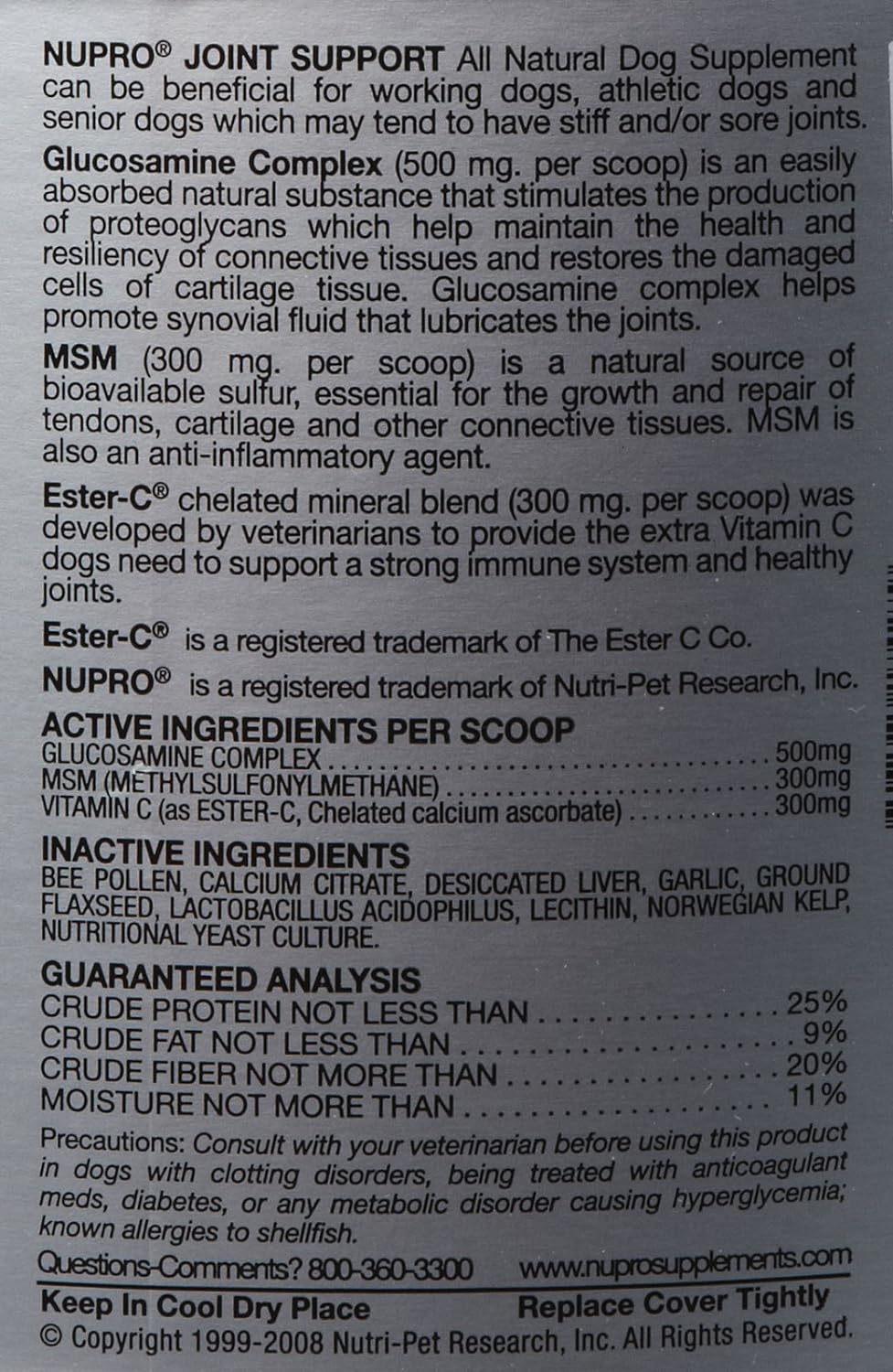 Nupro Joint Support for Dogs, Flavorless Ground Supplement, 20 lbs - Enhances Immunity & Joint Health