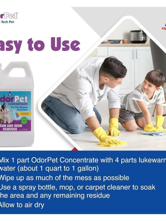 OdorPet Concentrate Stain & Pet Odor Remover 64 oz - Bio-Active Formula for Carpets & Floors by AlphaTech Pet