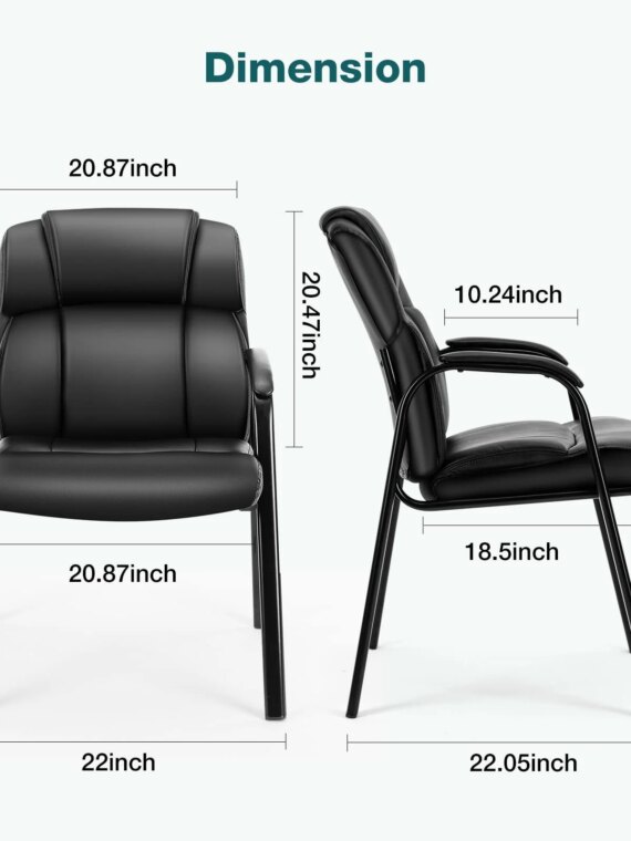 OLIXIS Reception Chairs Set of 4 - Ergonomic PU Leather, Metal Frame, Black, Comfortable & Durable for Office & Waiting Rooms