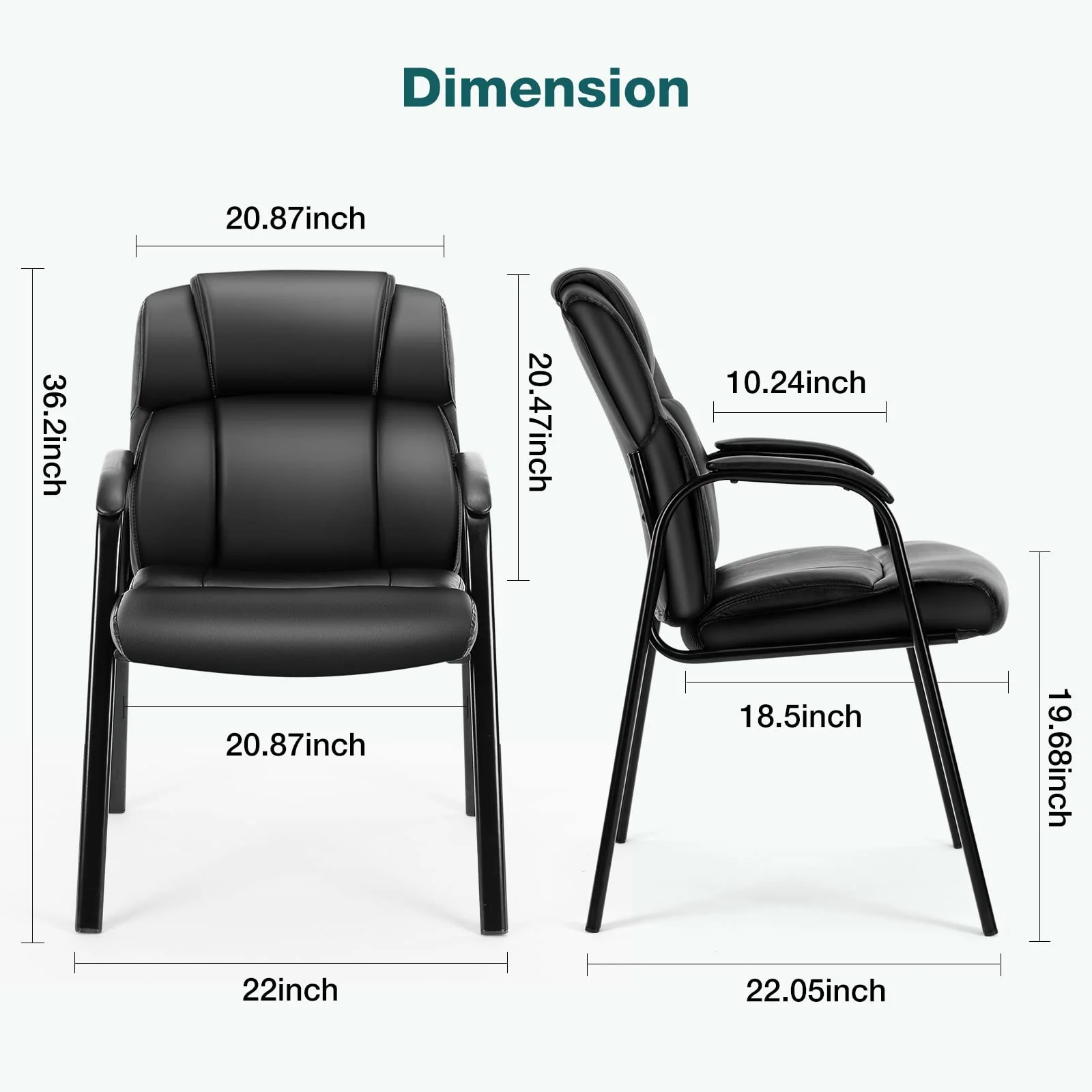OLIXIS Reception Chairs Set of 4 - Ergonomic PU Leather, Metal Frame, Black, Comfortable & Durable for Office & Waiting Rooms