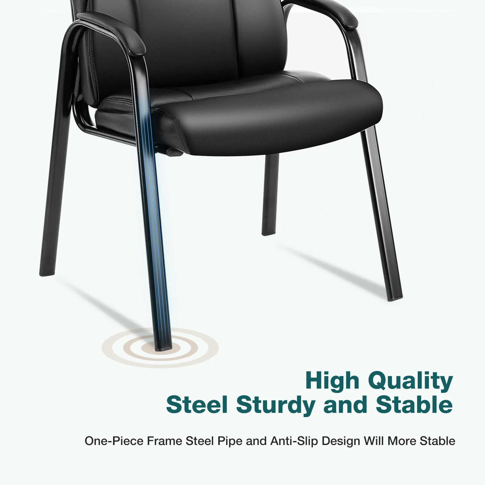 OLIXIS Reception Chairs Set of 4 - Ergonomic PU Leather, Metal Frame, Black, Comfortable & Durable for Office & Waiting Rooms
