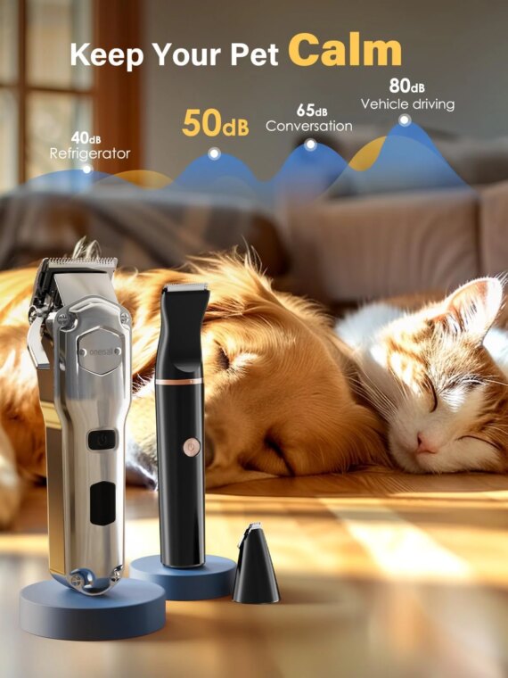 oneisall Dog Grooming Kit with Clippers for Thick Coats, Long Battery, Quiet & Waterproof