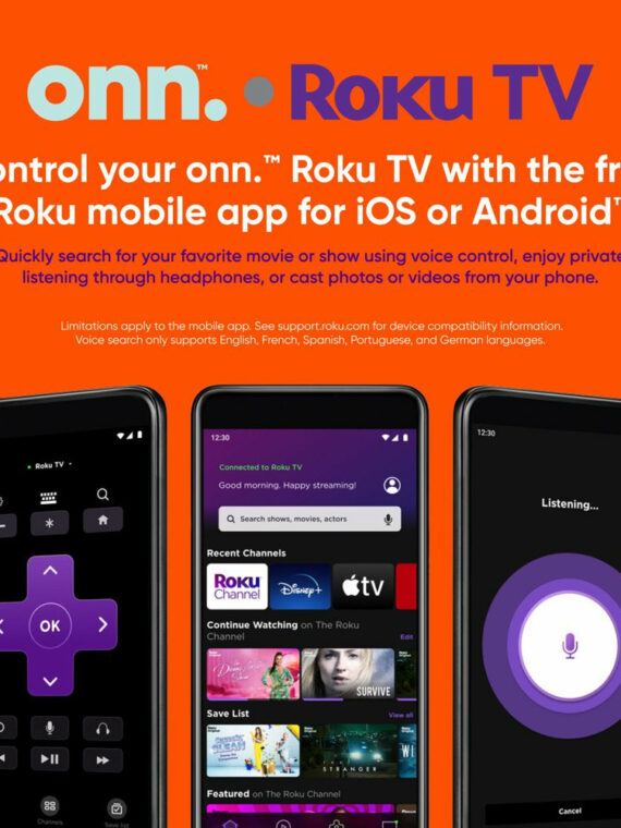 onn. 50" 4K UHD LED Roku Smart TV, HDR, 60Hz, Streaming Compatible, VESA Mount, 3 HDMI Ports