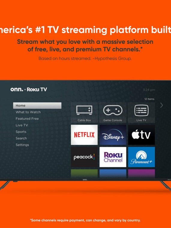 onn. 50" 4K UHD LED Roku Smart TV, HDR, 60Hz, Streaming Compatible, VESA Mount, 3 HDMI Ports