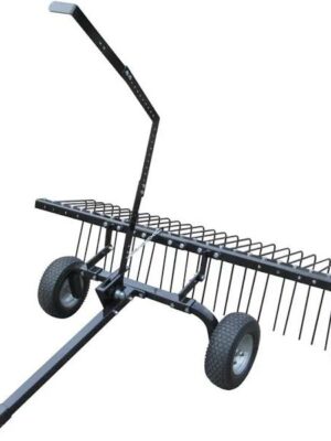OpenHouse 72-Inch Pine Straw Rake with 28 Spring Steel Tines and Pneumatic Wheels