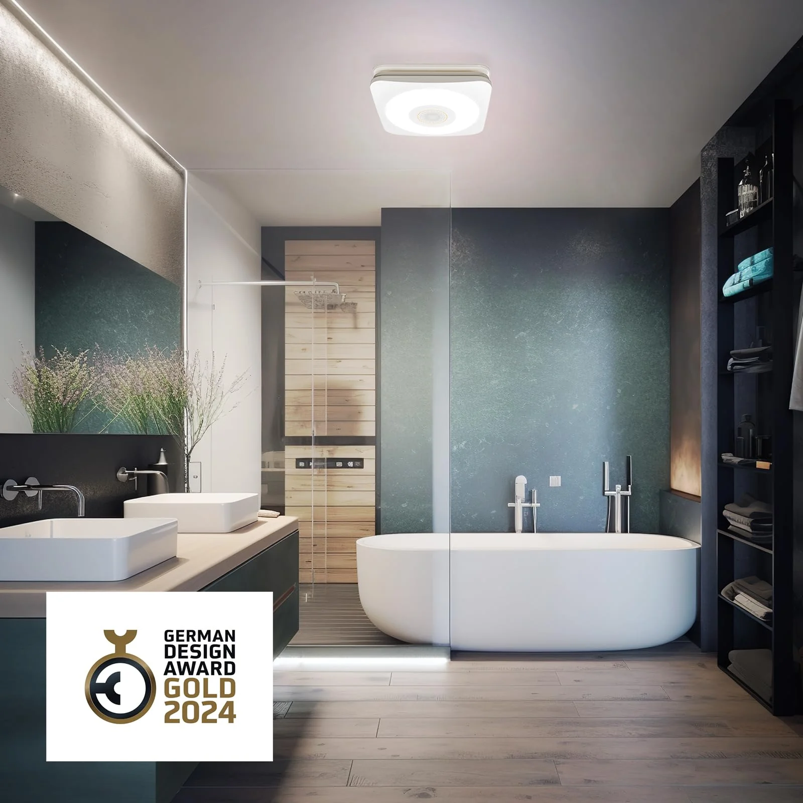 OREiN Bluetooth Bathroom Exhaust Fan with LED Light & Speaker, 110/160 CFM, Adjustable Color Temperature