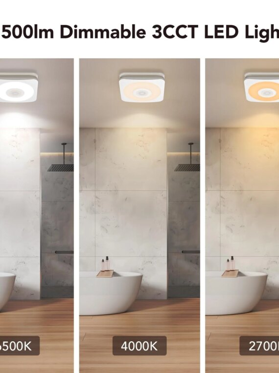 OREiN Bluetooth Bathroom Exhaust Fan with LED Light & Speaker, 110/160 CFM, Adjustable Color Temperature