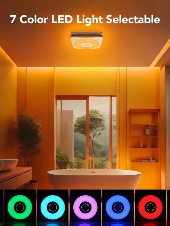 OREiN Bluetooth Bathroom Exhaust Fan with LED Light & Speaker, 110/160 CFM, Adjustable Color Temperature
