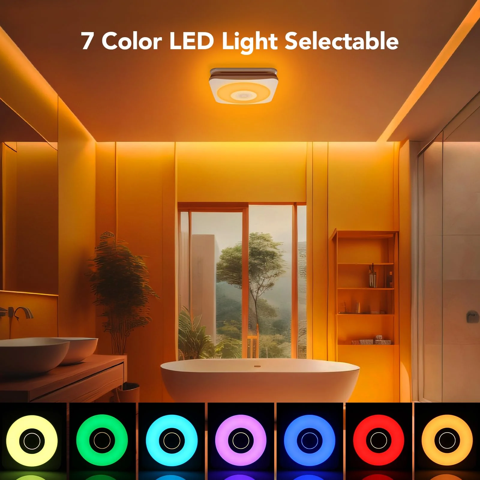OREiN Bluetooth Bathroom Exhaust Fan with LED Light & Speaker, 110/160 CFM, Adjustable Color Temperature