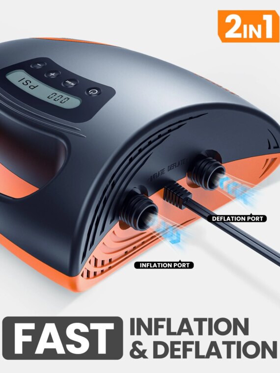 OutdoorMaster Shark 20PSI High Pressure SUP Electric Air Pump with Active Cooling, Dual Stage Inflation, and Digital Display