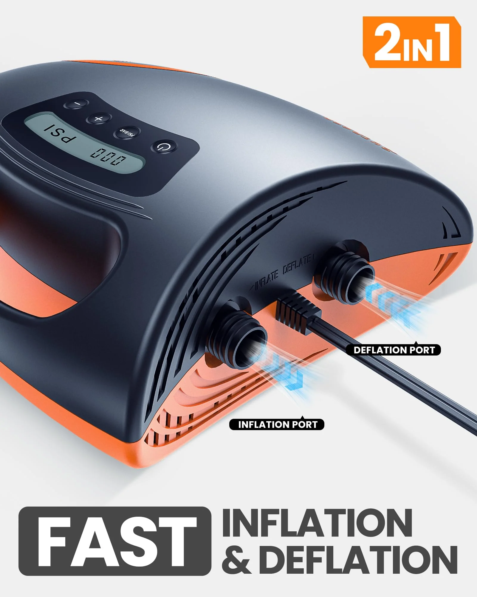 OutdoorMaster Shark 20PSI High Pressure SUP Electric Air Pump with Active Cooling, Dual Stage Inflation, and Digital Display