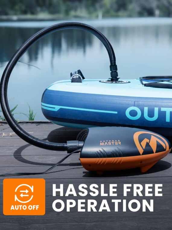 OutdoorMaster Shark 20PSI High Pressure SUP Electric Air Pump with Active Cooling, Dual Stage Inflation, and Digital Display
