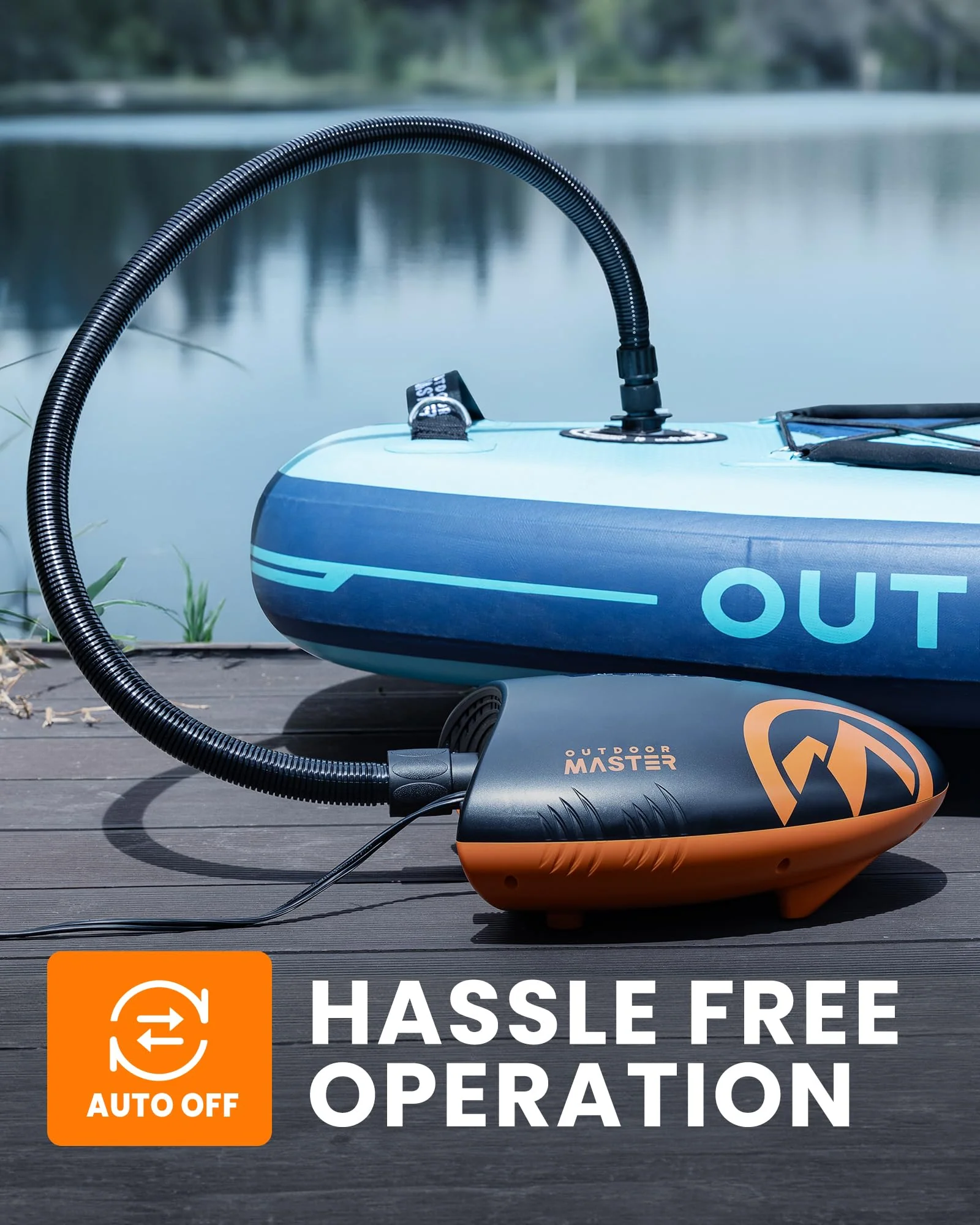 OutdoorMaster Shark 20PSI High Pressure SUP Electric Air Pump with Active Cooling, Dual Stage Inflation, and Digital Display