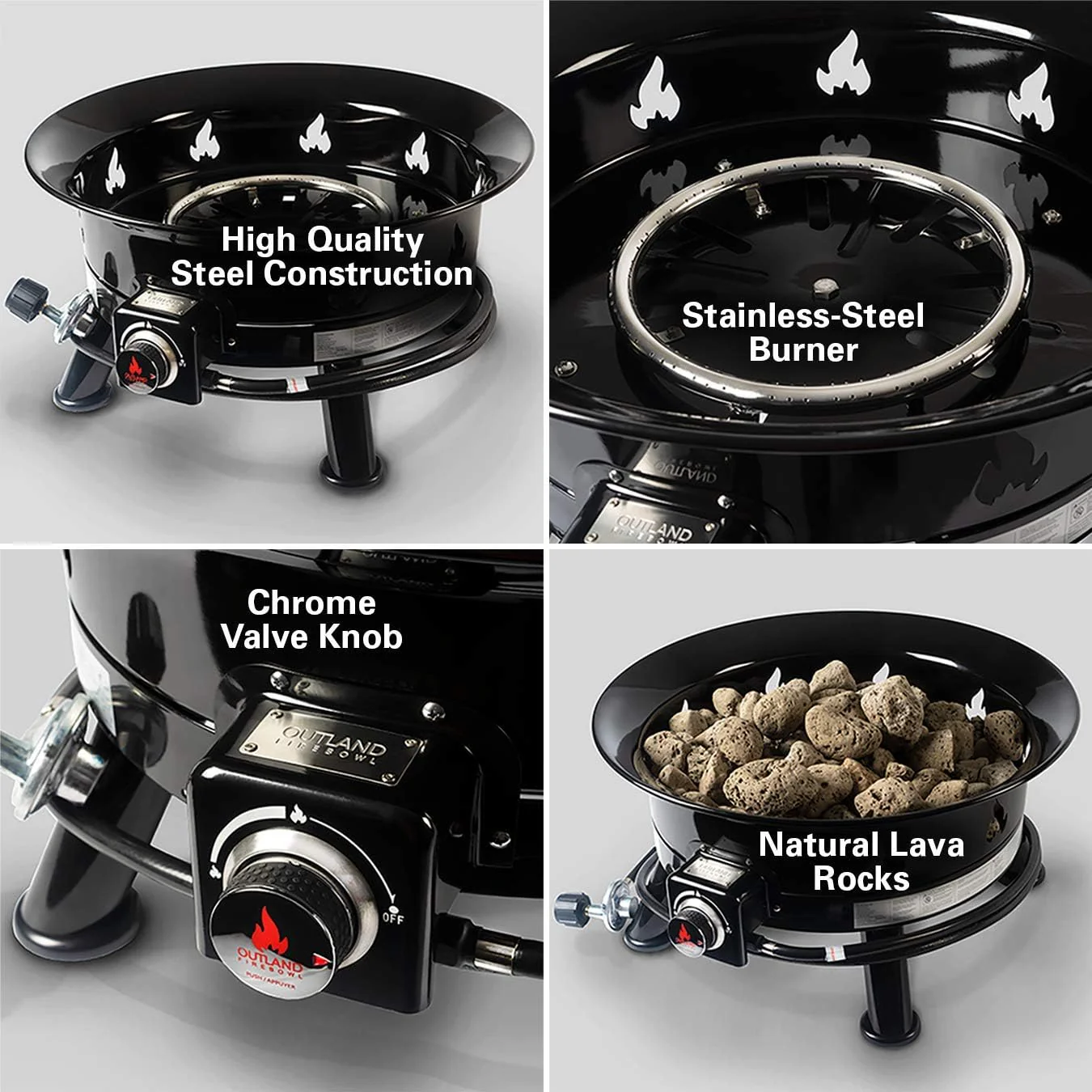 Outland Living 883 Mega Propane Gas Fire Pit - 58,000 BTU, Portable, No Assembly, CSA Approved, 24" Diameter