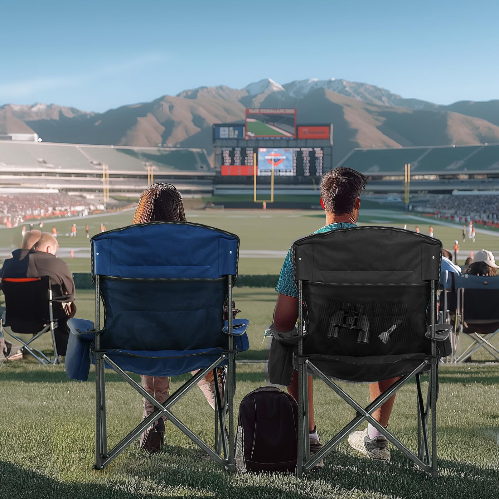 Overmont Oversized Folding Camping Chair 2-Pack, 450 lbs Capacity, Durable Oxford Fabric, Portable with Storage