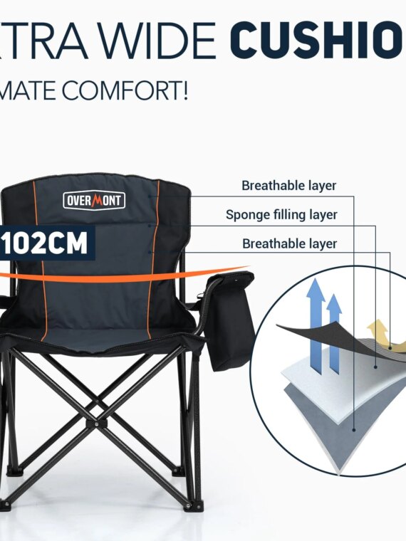 Overmont Oversized Folding Camping Chair 2-Pack, 450 lbs Capacity, Durable Oxford Fabric, Portable with Storage