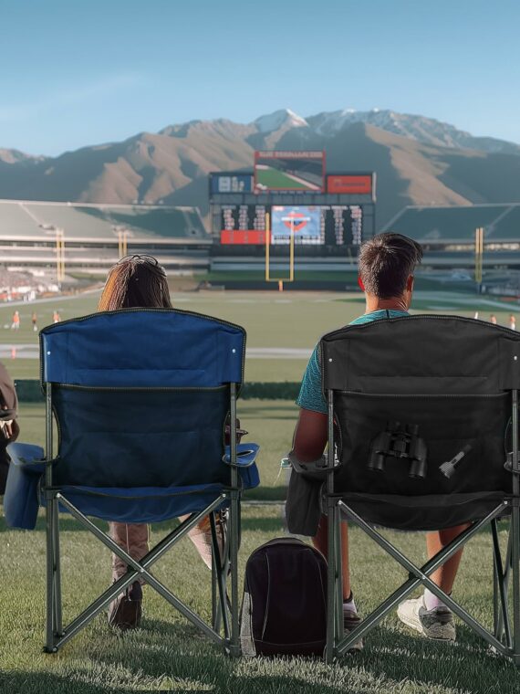 Overmont Oversized Folding Camping Chair 2-Pack, 450 lbs Capacity, with Cooler Bag & Cup Holder, Portable & Durable 600D Fabric