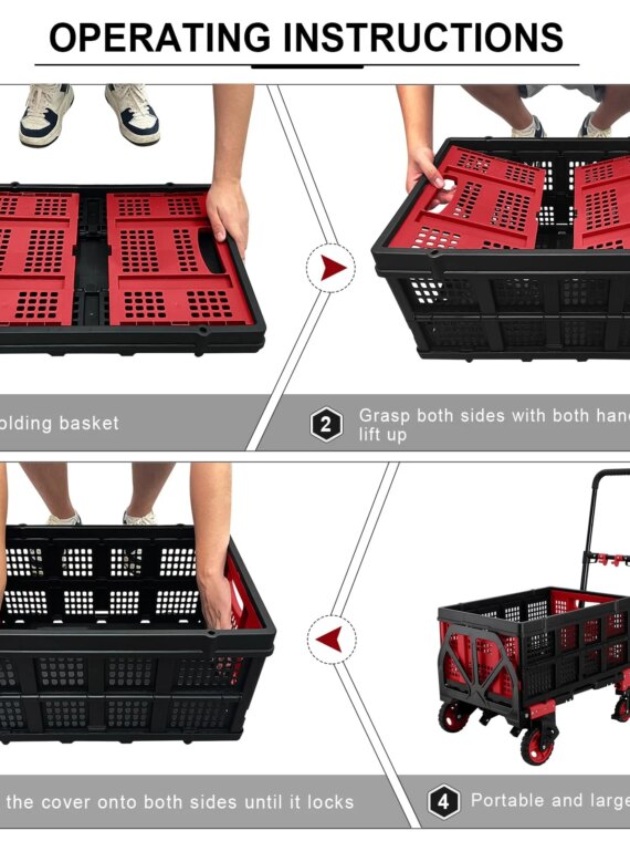 Oyoest Heavy Duty 2-in-1 Folding Hand Truck Dolly with Basket, 330 lbs Capacity, Rubber Wheels