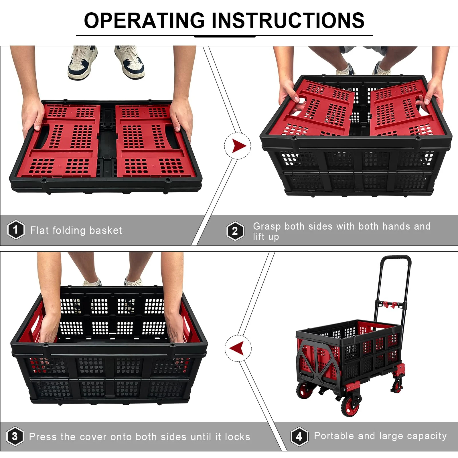 Oyoest Heavy Duty 2-in-1 Folding Hand Truck Dolly with Basket, 330 lbs Capacity, Rubber Wheels