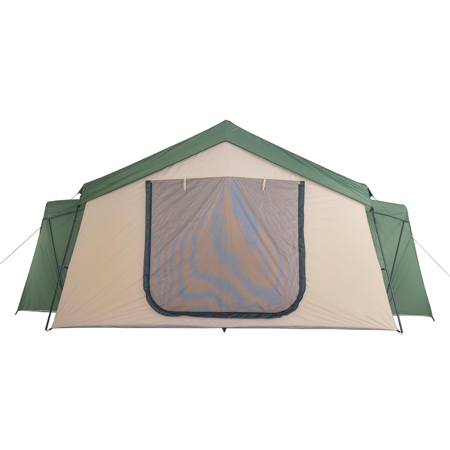 Ozark Trail 14-Person Cabin Tent, 2-Room, Screen Porch, Beige/Green, Camping Shelter