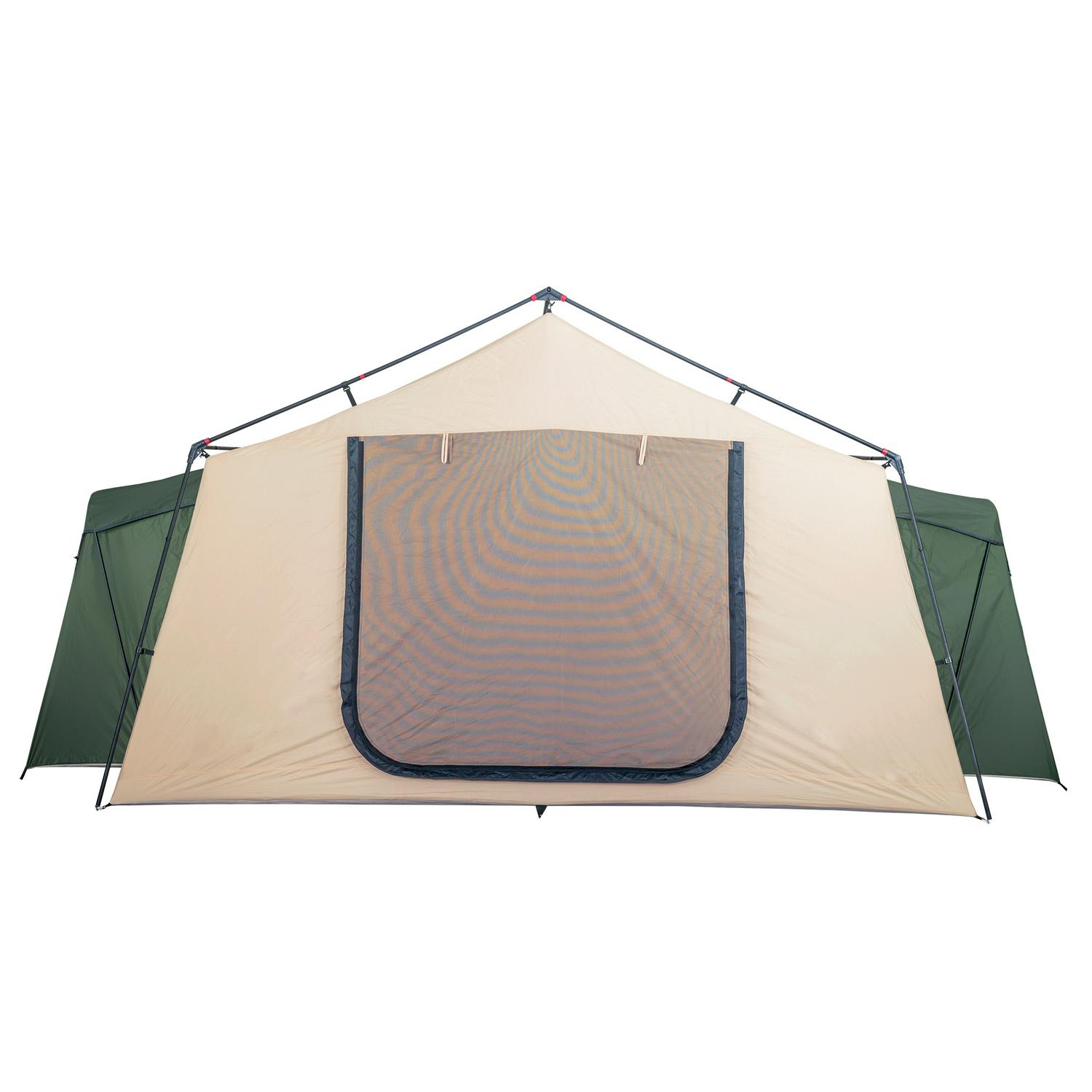 Ozark Trail 14-Person Cabin Tent, 2-Room, Screen Porch, Beige/Green, Camping Shelter