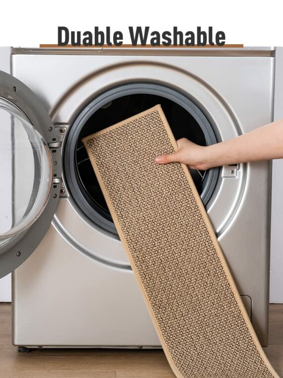 PADOOR 15PCS Non-Slip Stair Treads 8"x30" - Rubber Backing, Washable Carpet for Wood, Tile, Marble