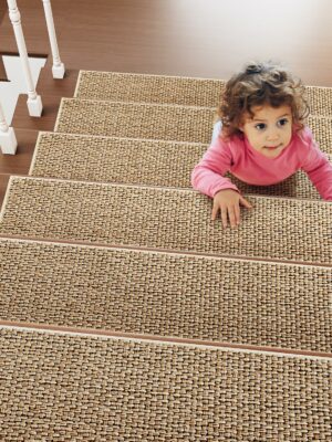 PADOOR 15PCS Non-Slip Stair Treads 8″x30″ – Rubber Backing, Washable Carpet for Wood, Tile, Marble