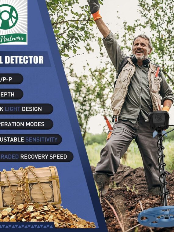 PalliPartners 12" Coil Metal Detector with Advanced DSP Chip, Lightweight, 5 Modes, Waterproof Coil, LCD Display