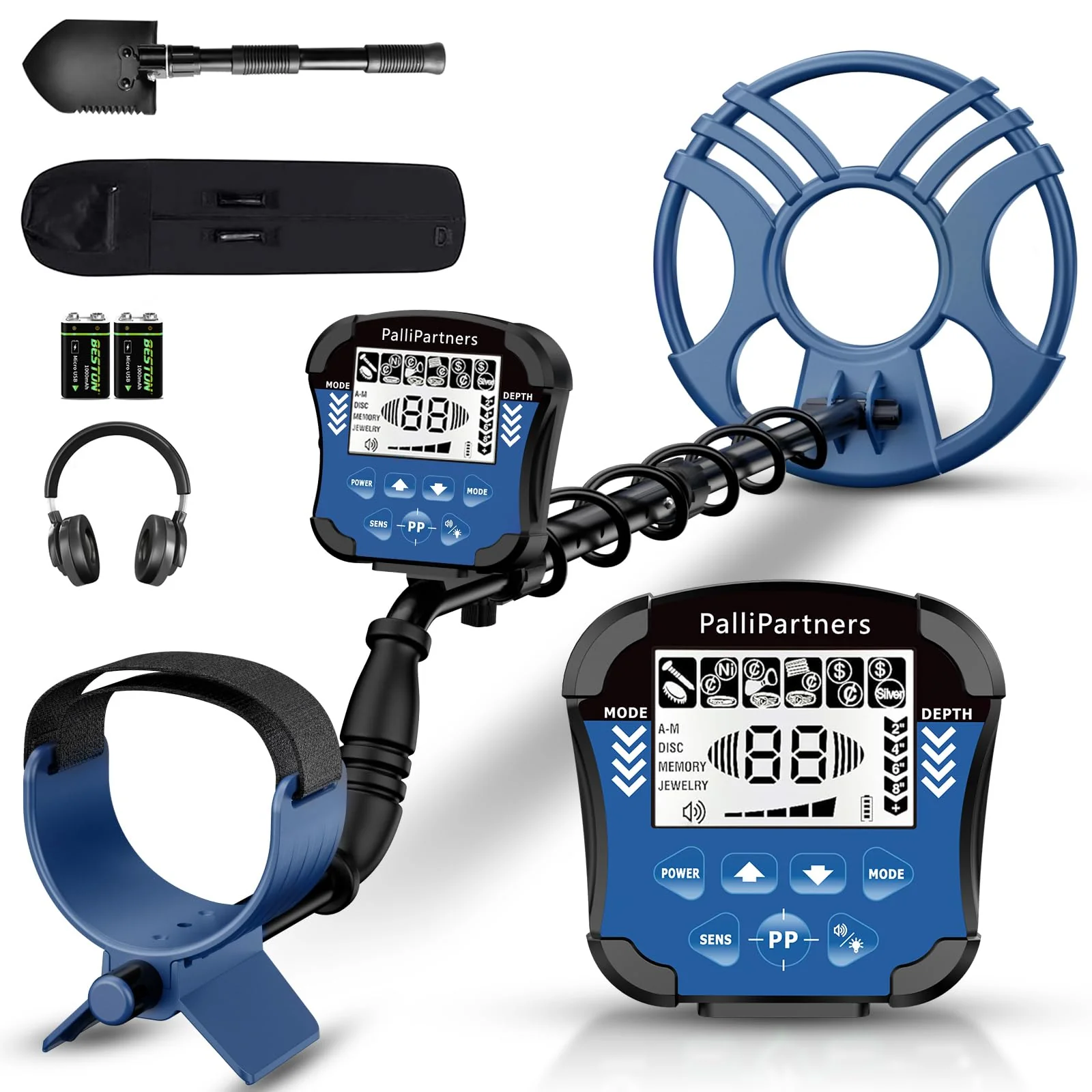 PalliPartners 12" Coil Metal Detector with Advanced DSP Chip, Lightweight, 5 Modes, Waterproof Coil, LCD Display