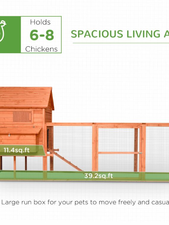 PawHut Large Chicken Coop with Waterproof Roof, Nesting Box & Easy-Clean Tray for Hens & Ducks