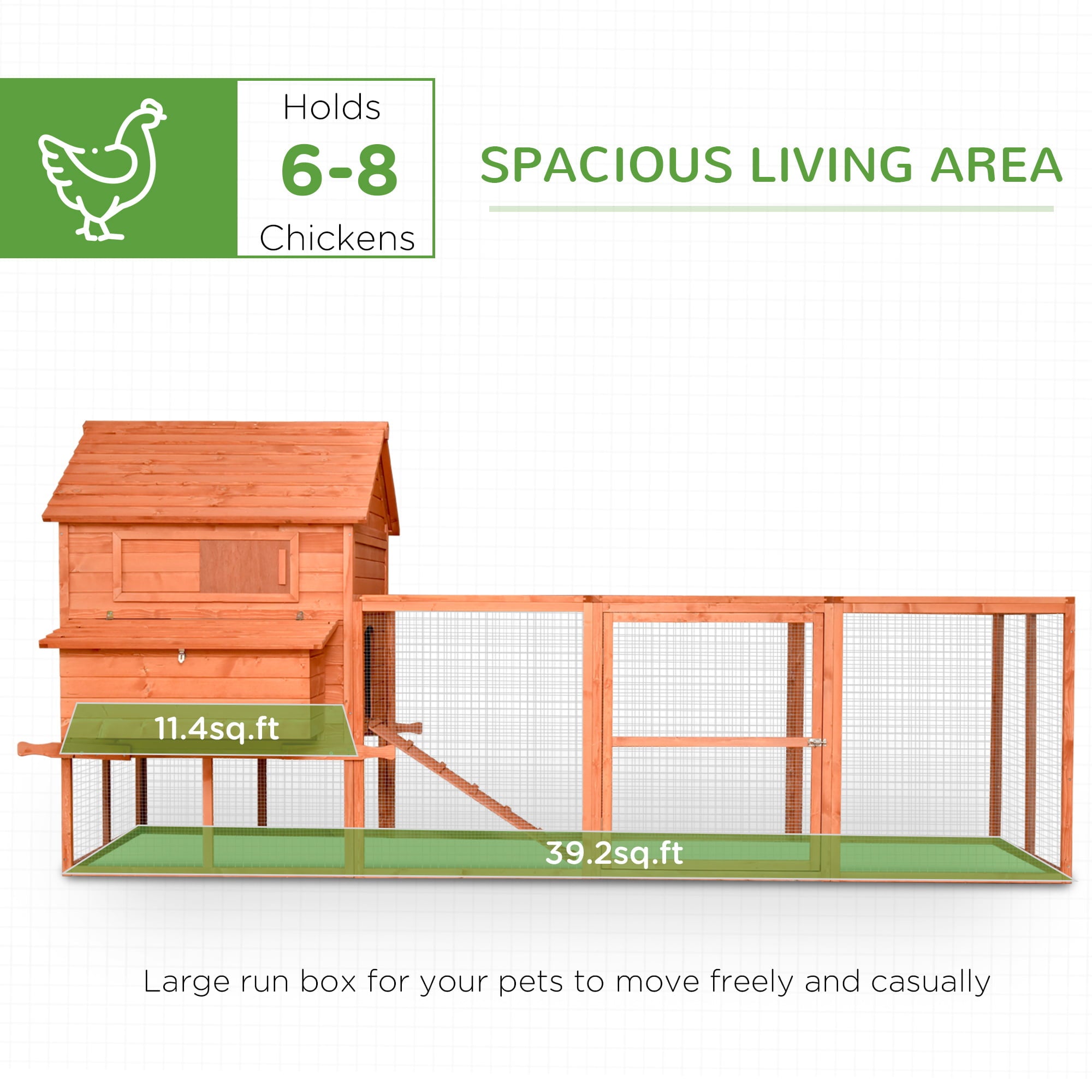 PawHut Large Chicken Coop with Waterproof Roof, Nesting Box & Easy-Clean Tray for Hens & Ducks