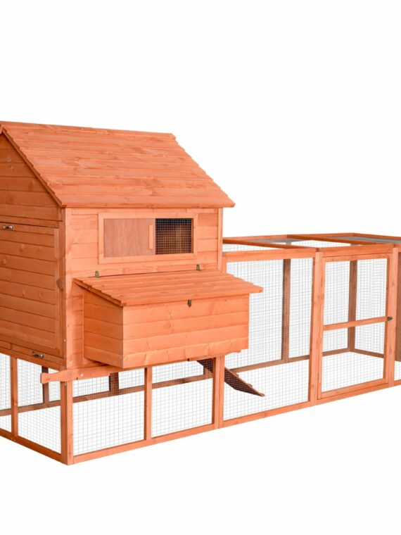 PawHut Large Chicken Coop with Waterproof Roof, Nesting Box & Easy-Clean Tray for Hens & Ducks