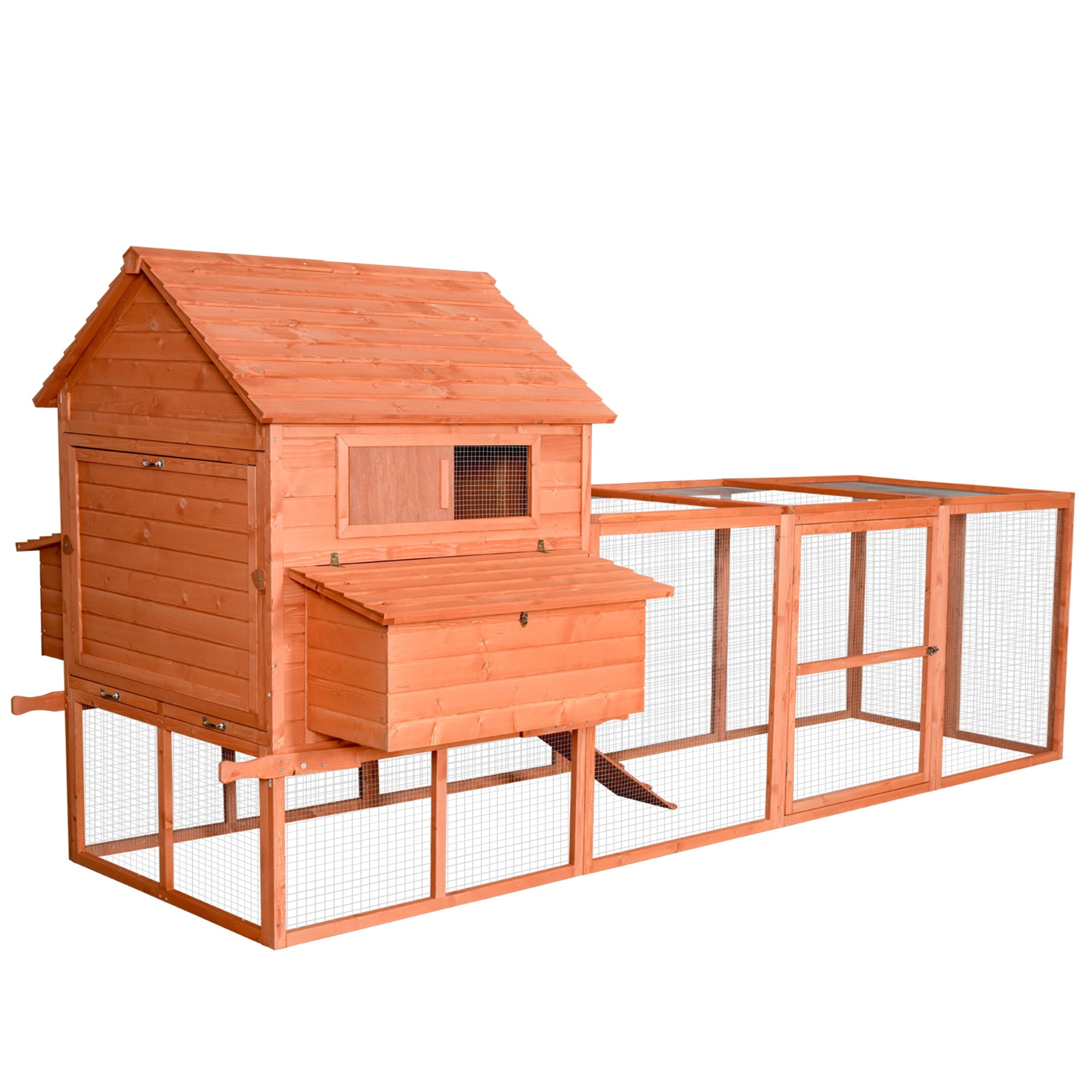 PawHut Large Chicken Coop with Waterproof Roof, Nesting Box & Easy-Clean Tray for Hens & Ducks