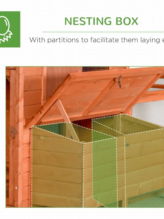 PawHut Large Chicken Coop with Waterproof Roof, Nesting Box & Easy-Clean Tray for Hens & Ducks