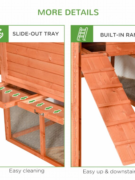 PawHut Large Chicken Coop with Waterproof Roof, Nesting Box & Easy-Clean Tray for Hens & Ducks