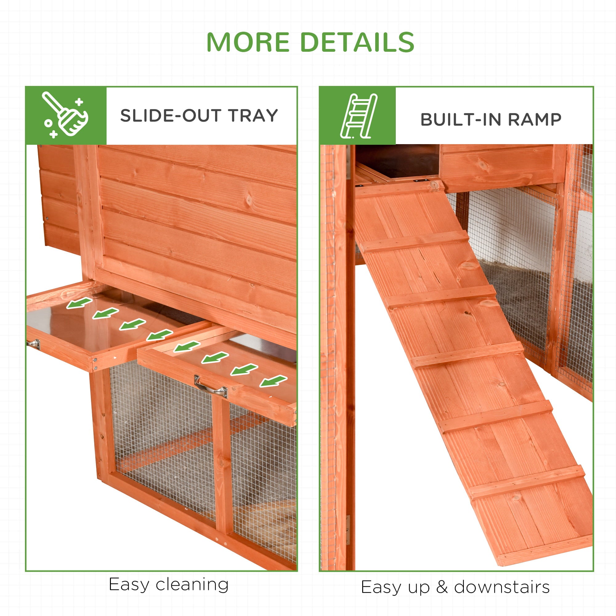 PawHut Large Chicken Coop with Waterproof Roof, Nesting Box & Easy-Clean Tray for Hens & Ducks