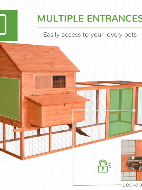 PawHut Large Chicken Coop with Waterproof Roof, Nesting Box & Easy-Clean Tray for Hens & Ducks