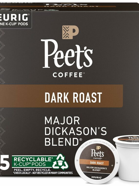 Peet's Major Dickason's Blend Dark Roast Coffee K-Cup Pods, 75 Count, 100% Arabica, Keurig Compatible