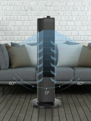 Pelonis 28″ Oscillating Tower Fan, 3-Speed, Black, Space-Saving Design, UL Listed