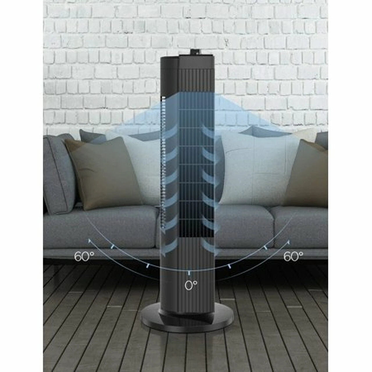 Pelonis 28" Oscillating Tower Fan, 3-Speed, Black, Space-Saving Design, UL Listed