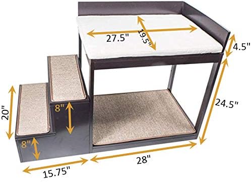 Penn-Plax Buddy Bunk Multi-Level Pet Bed & Stairs, Small Breeds, Elevated Wood Design