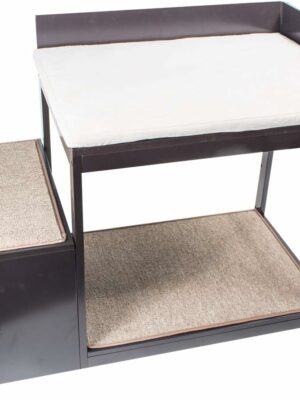Penn-Plax Buddy Bunk Multi-Level Pet Bed & Stairs, Small Breeds, Elevated Wood Design
