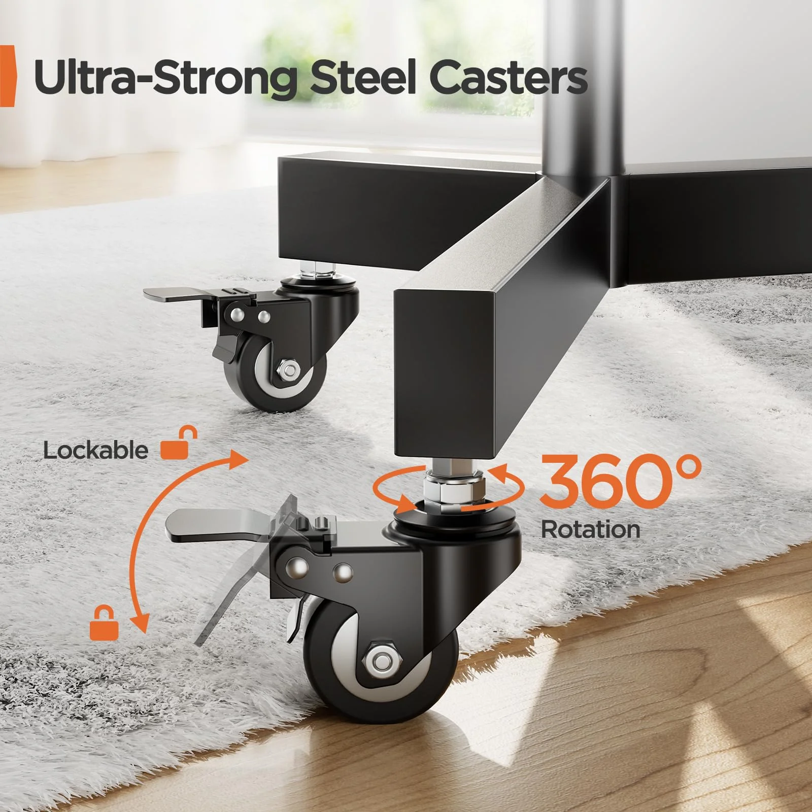 Perlegear Heavy Duty Rolling TV Stand for 32-85 Inch Screens, Height Adjustable, Easy Mobility, No Drilling Required
