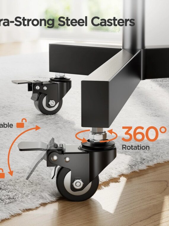 Perlegear Heavy Duty Rolling TV Stand for 32-85 Inch Screens with Adjustable Height & Cable Management