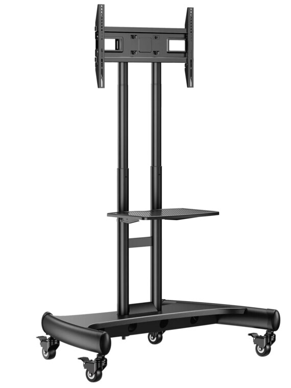Perlegear Rolling TV Stand with AV Shelf for 32-80 Inch TVs, Adjustable Height, Universal VESA, Mobile Cart for Home & Office