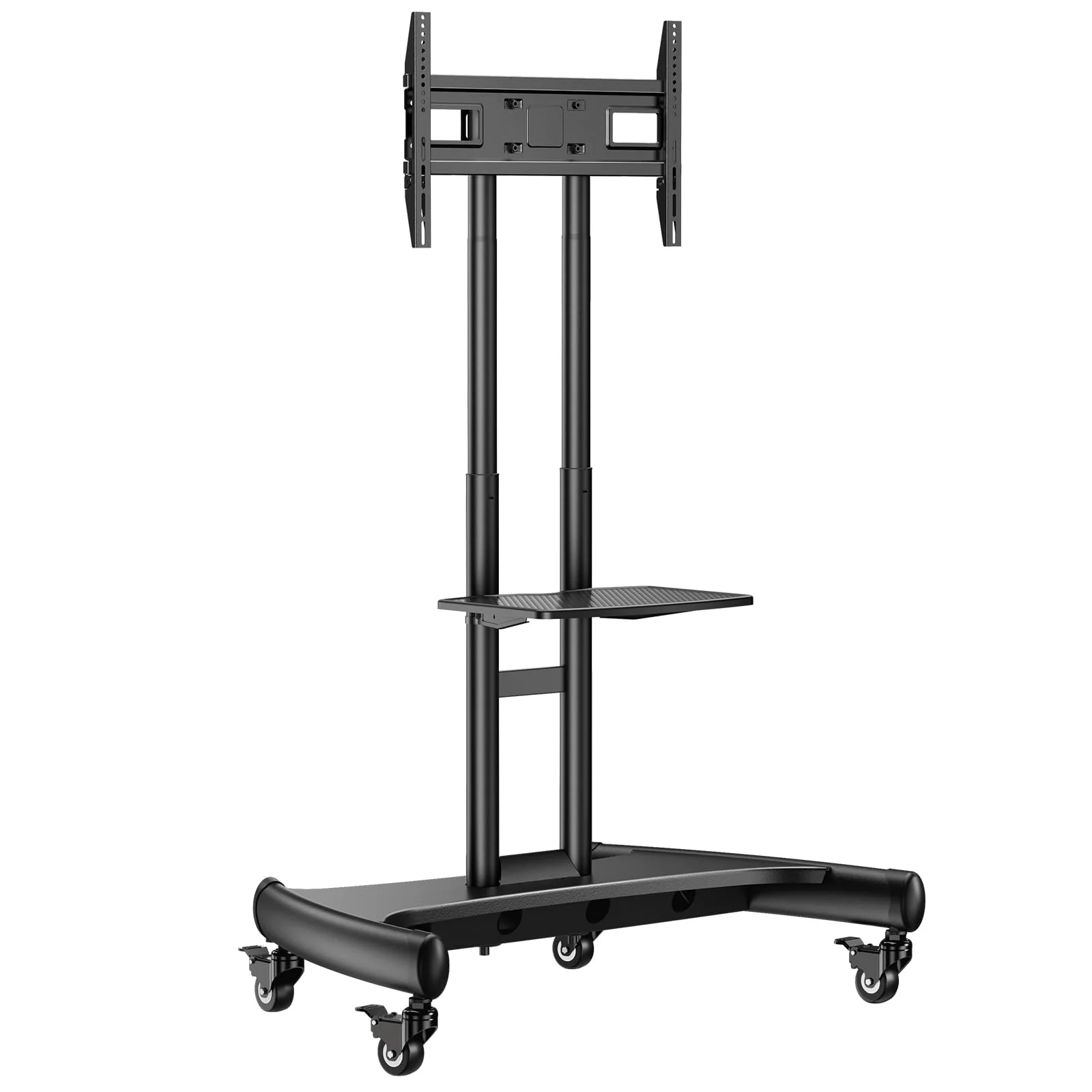 Perlegear Rolling TV Stand with AV Shelf for 32-80 Inch TVs, Adjustable Height, Universal VESA, Mobile Cart for Home & Office