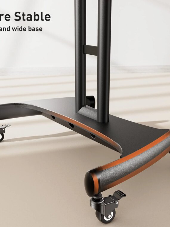 Perlegear Rolling TV Stand with AV Shelf for 32-80 Inch TVs, Adjustable Height, Universal VESA, Mobile Cart for Home & Office