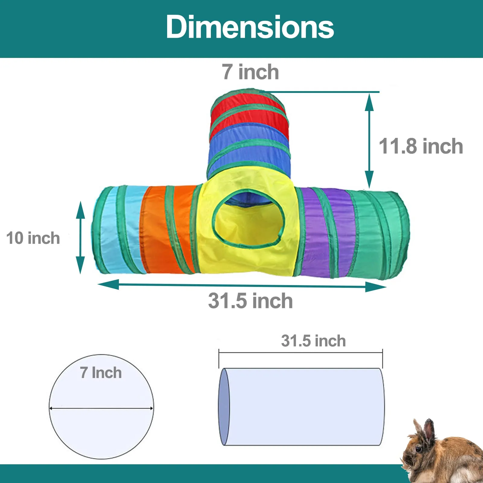 PetJoy Rabbit Tunnel & Chew Toy Set - Tear-Resistant Polyester, Includes Tunnel, Grass Balls, Apple Sticks, Loofahs - For Rabbits & Small Rodents