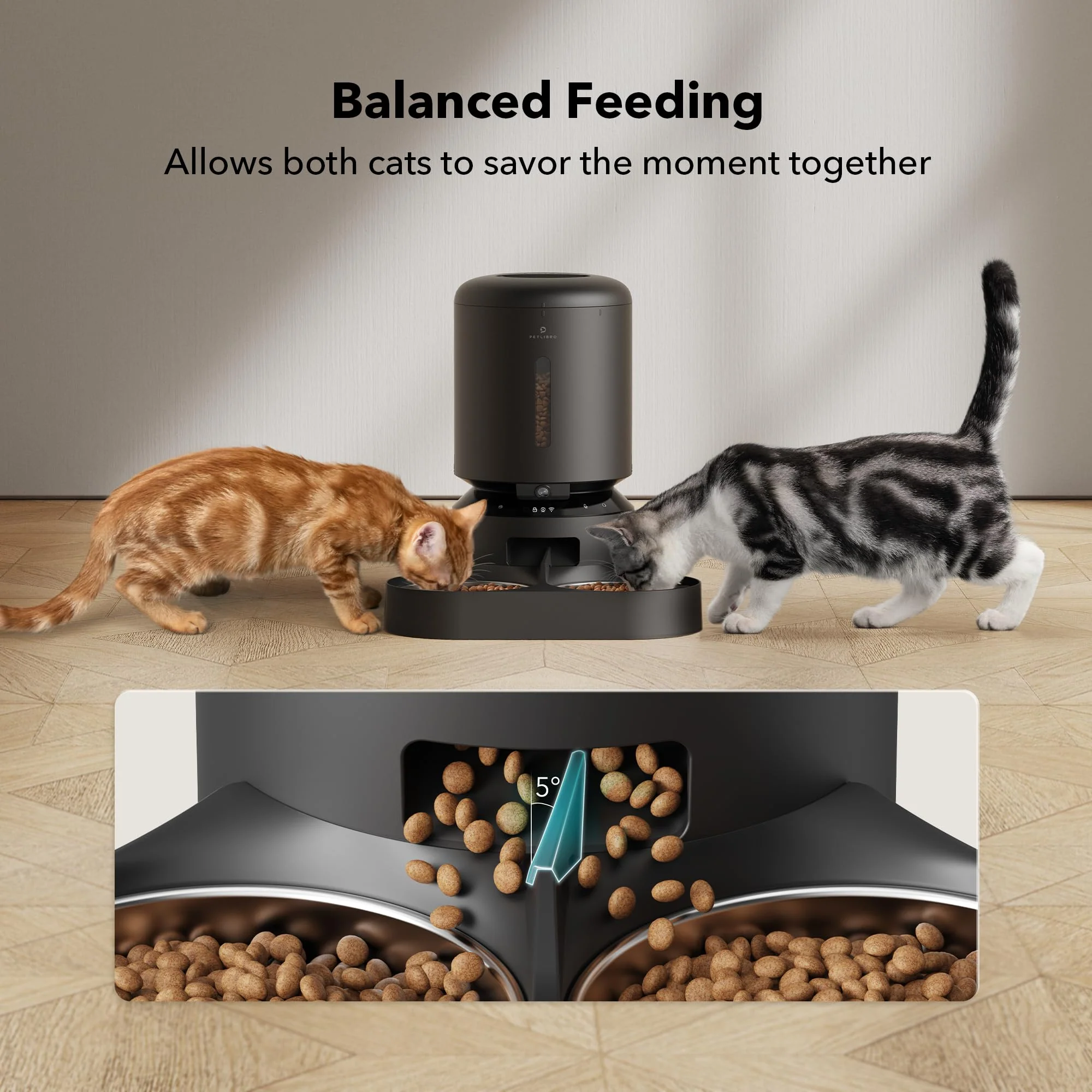 PETLIBRO 5L Automatic Cat Feeder with 1080P HD Camera, WiFi Control, Two-Way Audio, Smart Notifications
